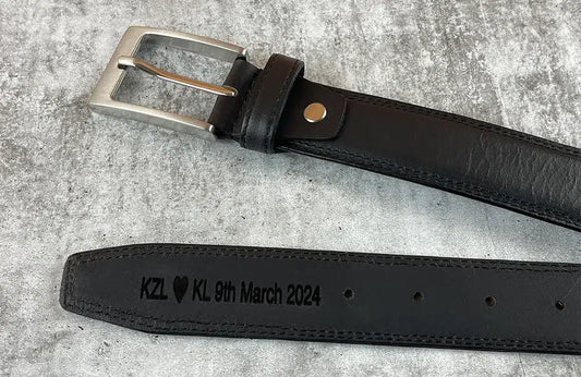 Personalised Black Leather Belt for Men
