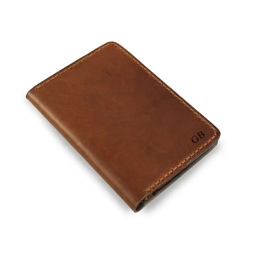 Personalised Handmade Black Travel Leather Wallet