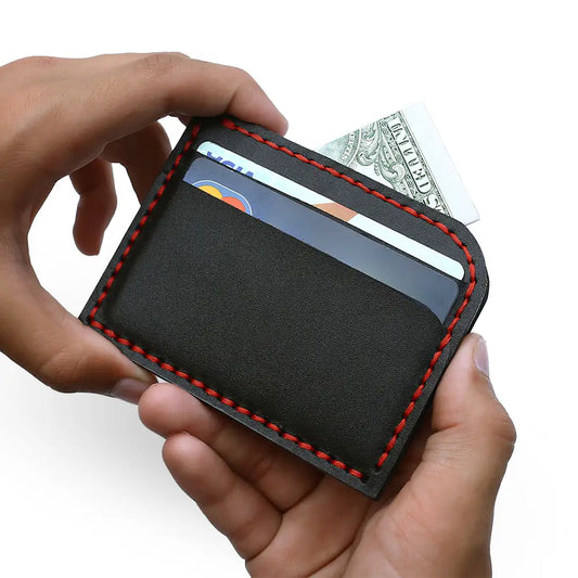 Handmade Black Card Holder In Hand Filled