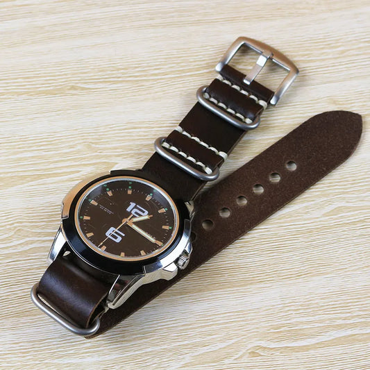 brown leather nato watch strap