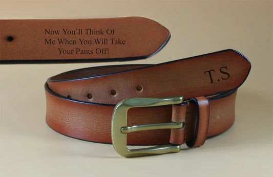 Personalised Brown Leather Belt for Men