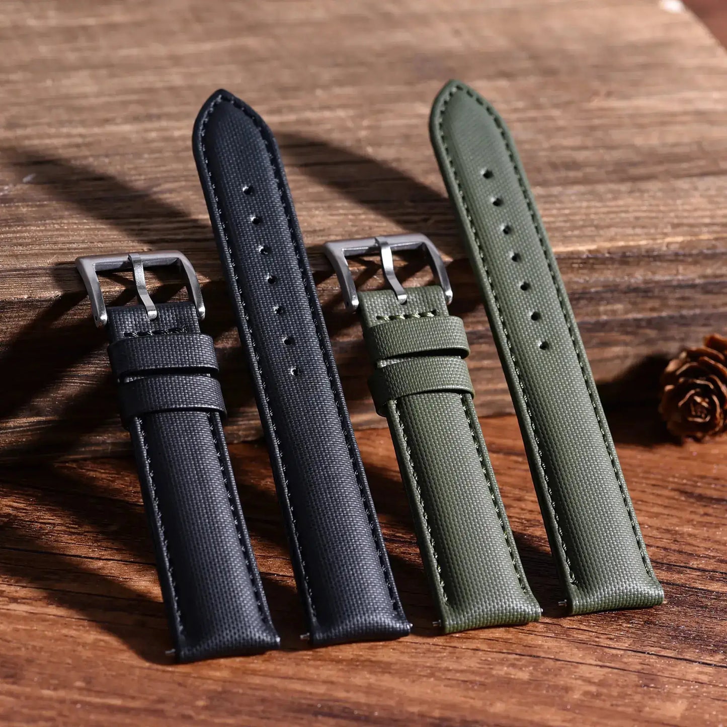 Stylish look of Green and Black Sailcloth watch band part 2