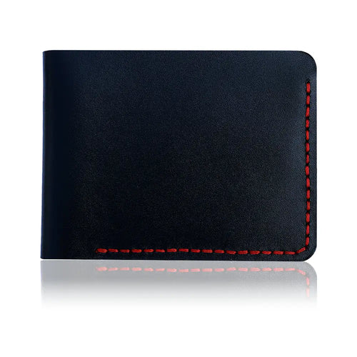 Handmade Men’s Bifold Leather Wallet - Black - Full Grain