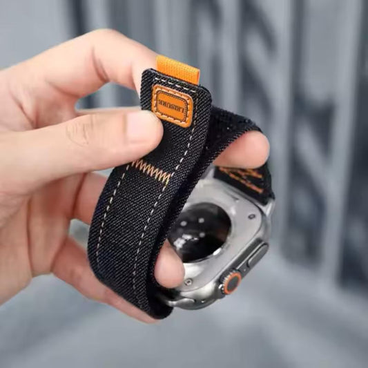 Black Velcro Denim Apple Watch Band