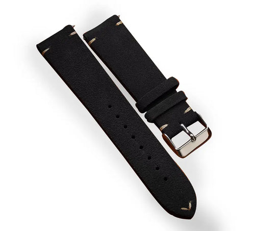Vintage Black Suede Watch Strap