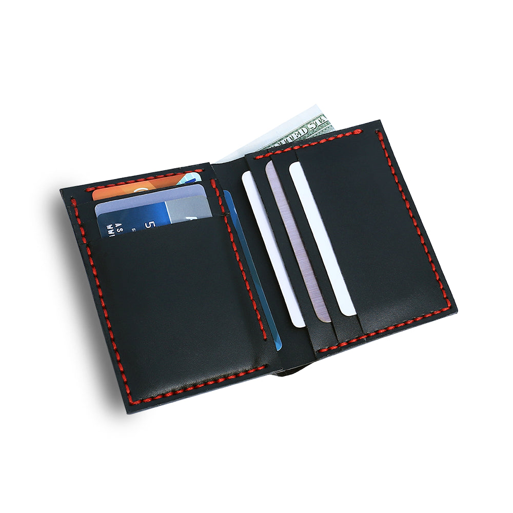 Dark Brown Cardholder Wallet – Vertical Slim Rugged Full-Grain Pocket Pilot