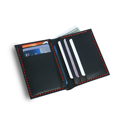 Dark Brown Cardholder Wallet – Vertical Slim Rugged Full-Grain Pocket Pilot