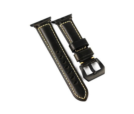 Black Waxed Leather Apple Watch Band