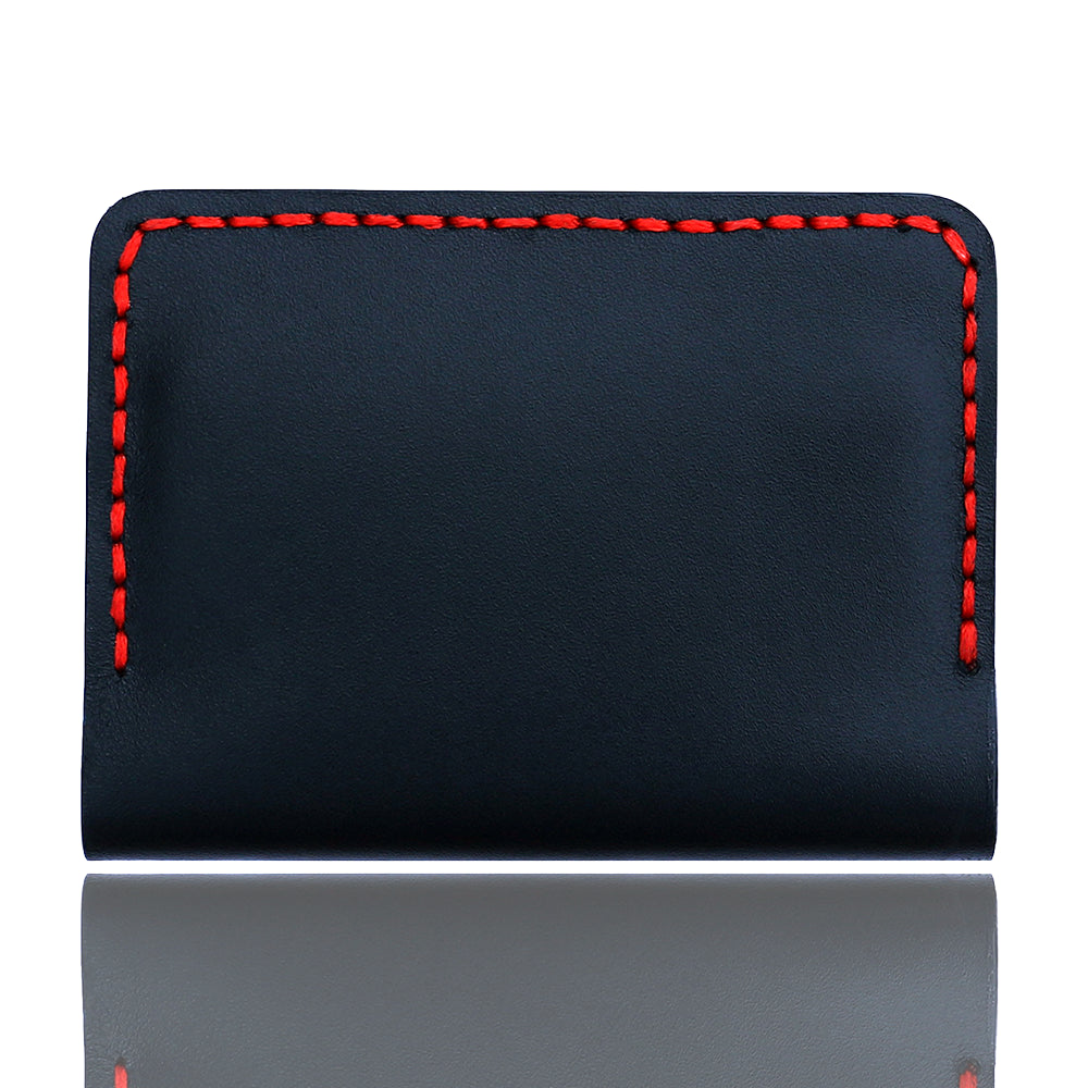 Minimalist Leather Card Holder Wallet  - Bifold Black - Full Grain