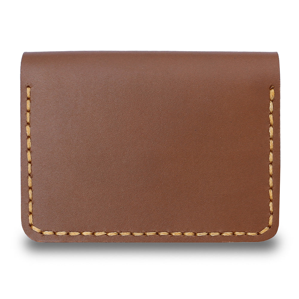 Minimalist Leather Card Holder Wallet  - Bifold Dark Brown - Full Grain