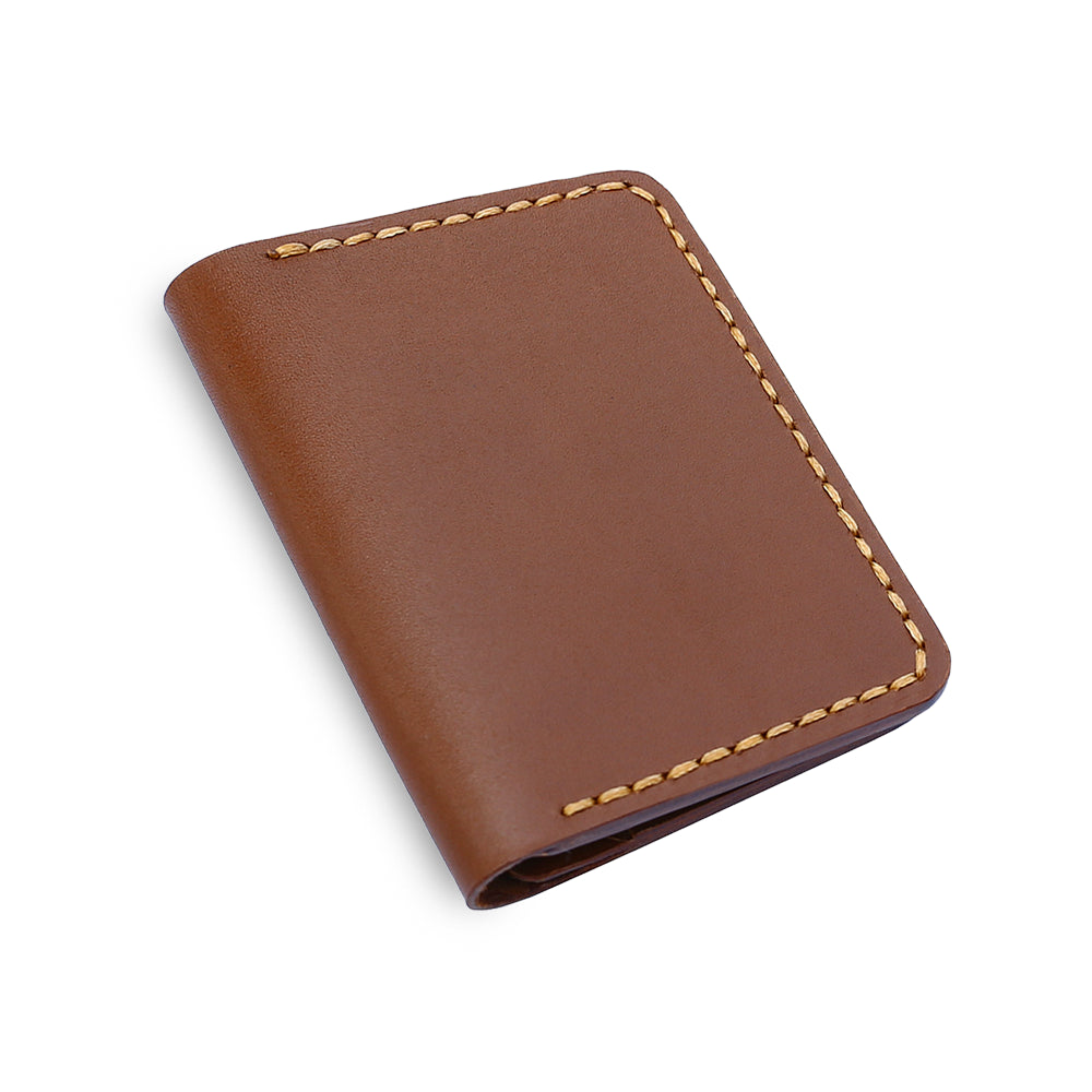 Minimalist Leather Card Holder Wallet  - Bifold Tan - Full Grain
