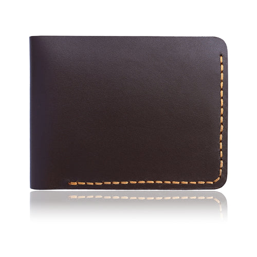 Handmade Men’s Bifold Leather Wallet - Dark Brown- Full Grain