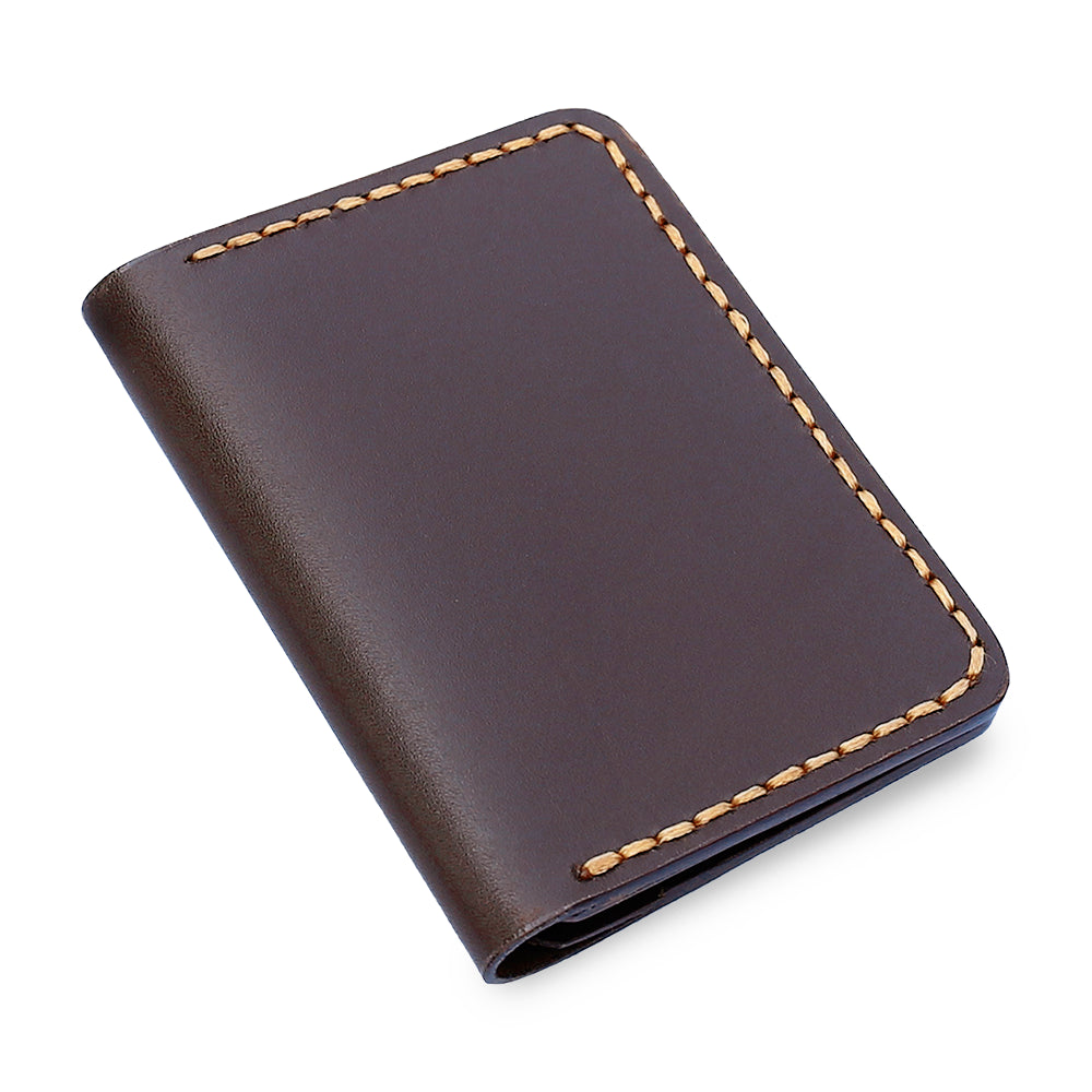 Minimalist Leather Card Holder Wallet  - Bifold Tan - Full Grain