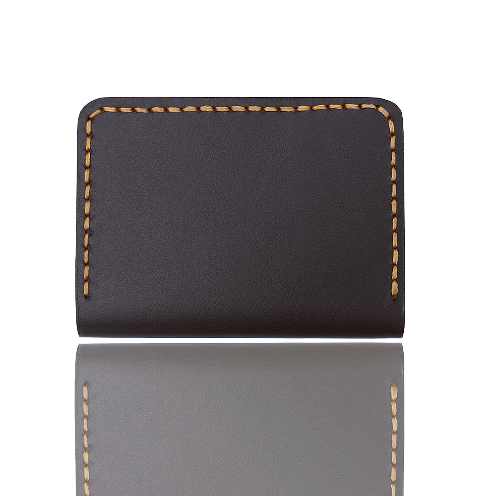 Minimalist Leather Card Holder Wallet  - Bifold Black - Full Grain