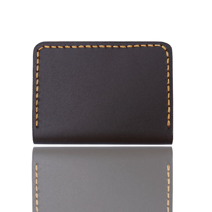 Handmade Dark Brown Folding Card Holder Reflected