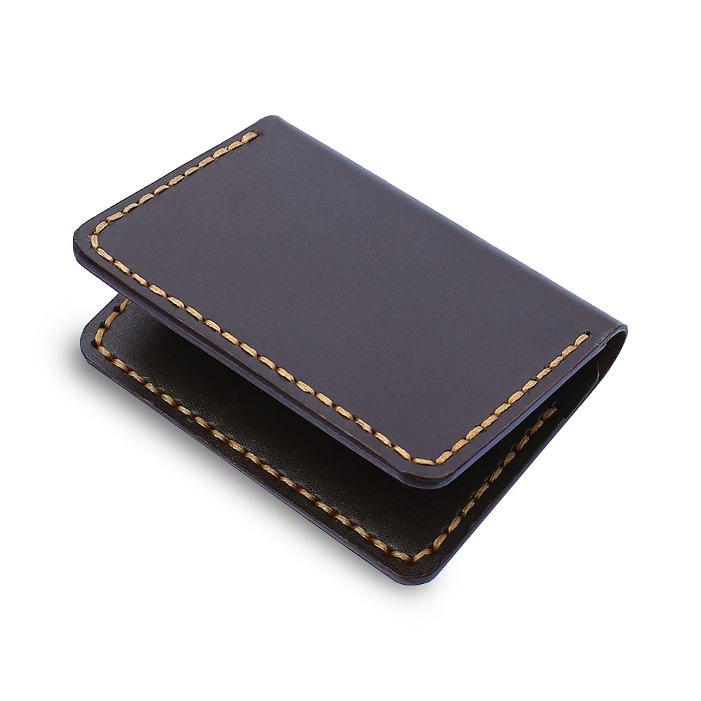Handmade Dark Brown Folding Card Holder Outside
