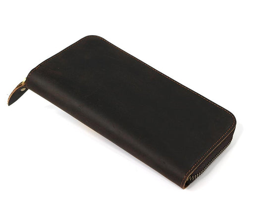 Women's Zip Wallet Dark Brown