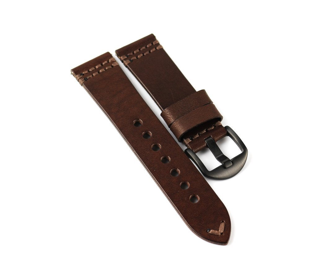 Dark Brown Vegetable tanned Leather Watch Band