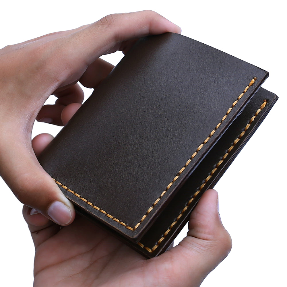 Dark Brown Handmade Wallet In Hand