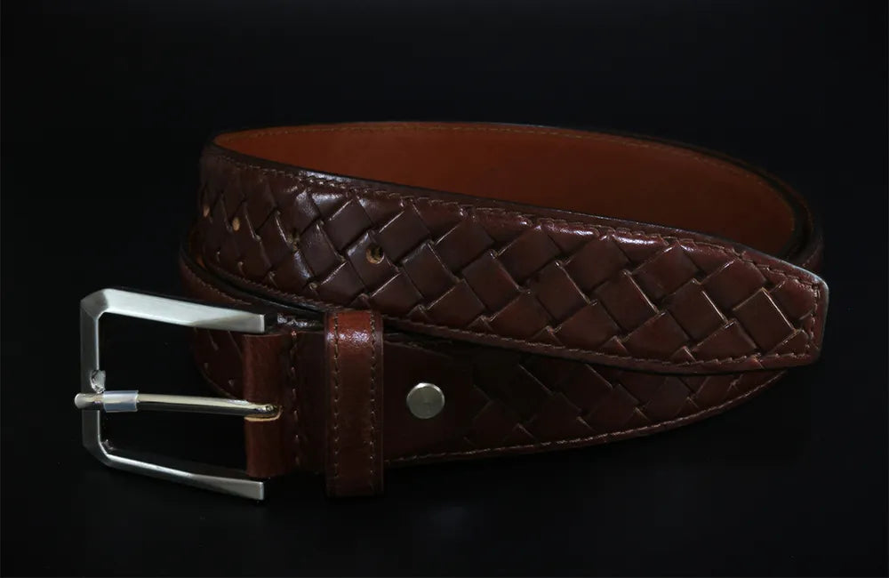 Dark brown designer leather belt