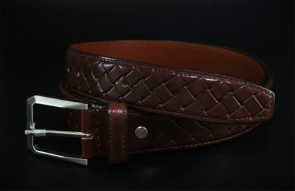 Dark brown designer leather belt