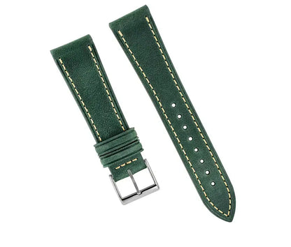 Quick Release Green Leather Watch Strap