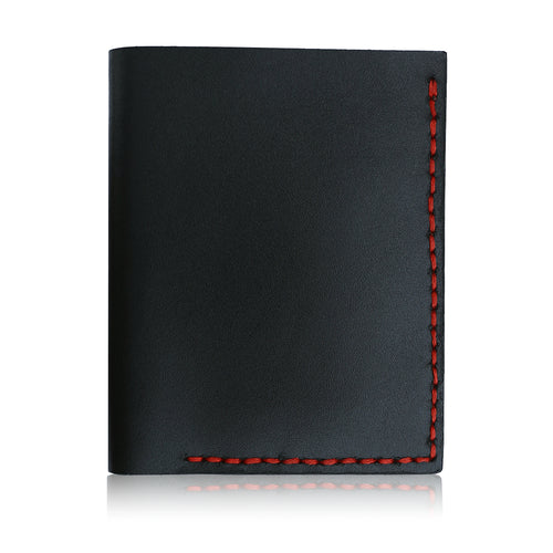 Handmade Black Leather Cardholder Wallet – Slim Vertical Executive Sleeve
