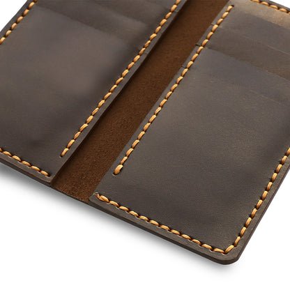 Handmade Dark Brown Long Wallet Empty Close Up copy