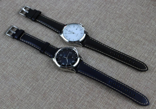 Combination of Navy Blue and black Chromexcel Leather Watch Straps