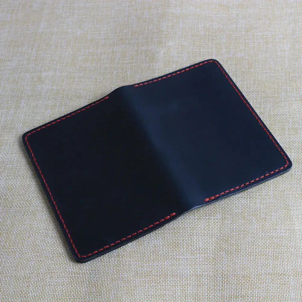 Handmade Black Leather Travel Wallet