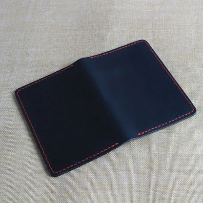 Handmade Black Leather Travel Wallet