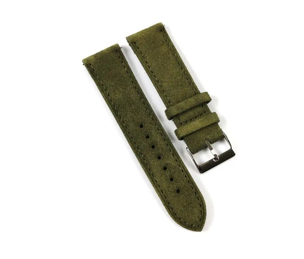 Olive Green Suede Leather Watch Strap