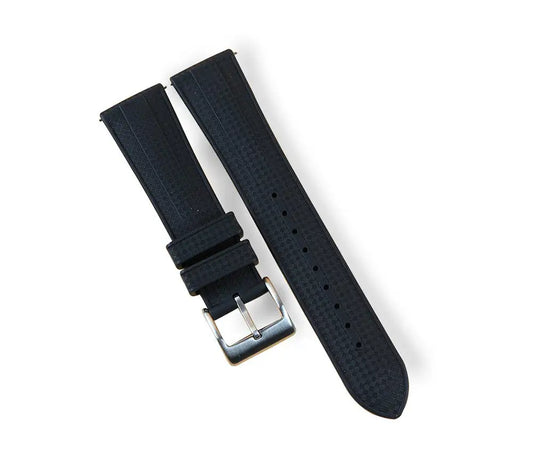 Quick Release Black Silicone Rubber Watch Band 20/22mm