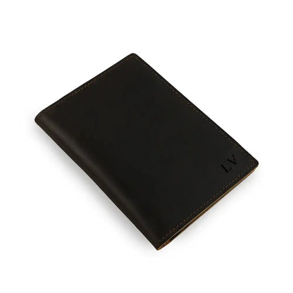 Slim Dark Brown Passport Holder Personalization
