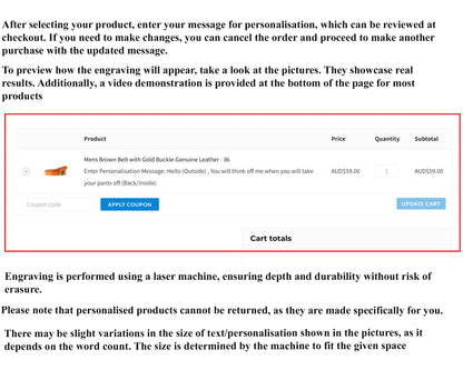 Personalistion guide for belts