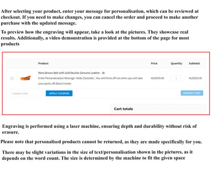 Personalistion guide for belts