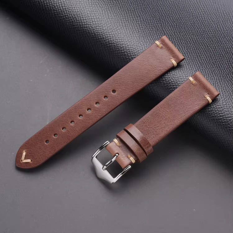 Vintage Brown Italian Vegetable Tan Leather Watch Strap
