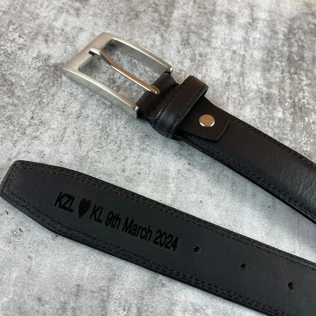 Mens Black Leather Belt -NY