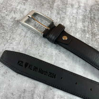 Mens Black Leather Belt -NY
