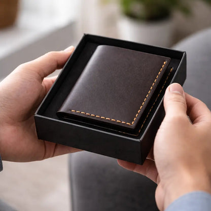 Dark Brown Cardholder Wallet – Vertical Slim Rugged Full-Grain Pocket Pilot