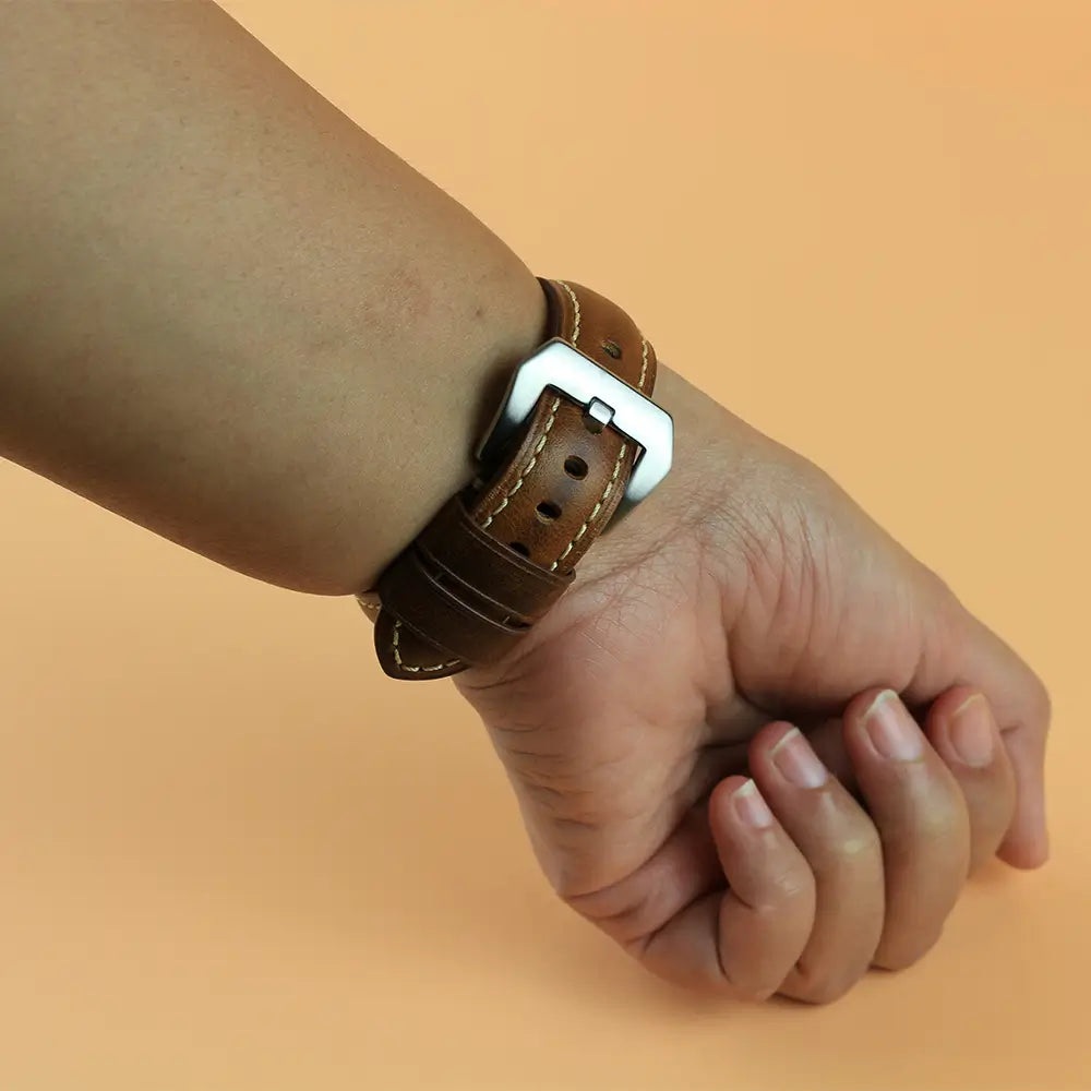 Brown Waxed Italian Leather Watch Strap Quick Release
