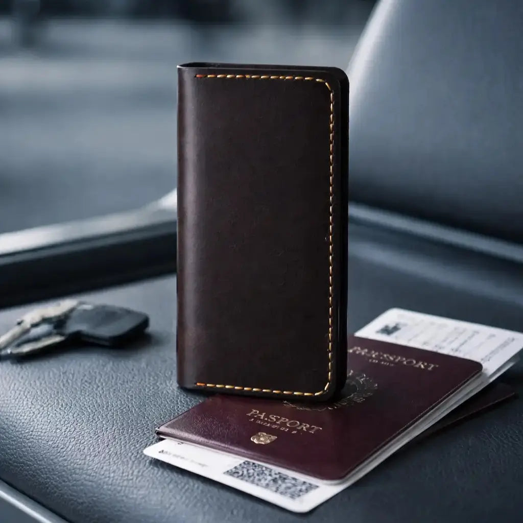 Handmade Men’s Slim Coat Leather Wallet – Dark Brown Heritage Jacket Edition