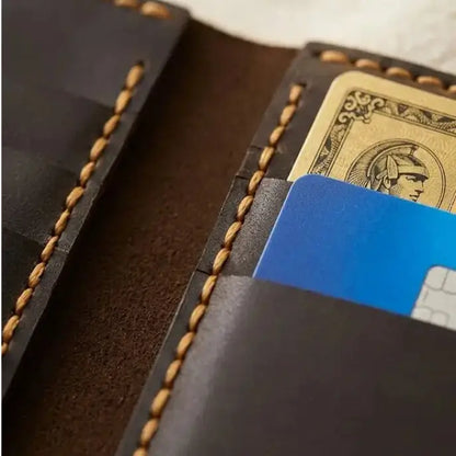 Handmade Men’s Slim Coat Leather Wallet – Dark Brown Heritage Jacket Edition