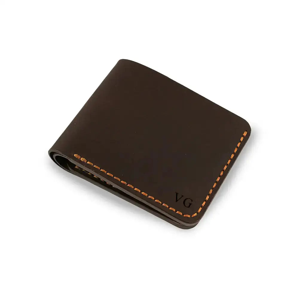 Personalised Handmade Black Leather Wallet Mens