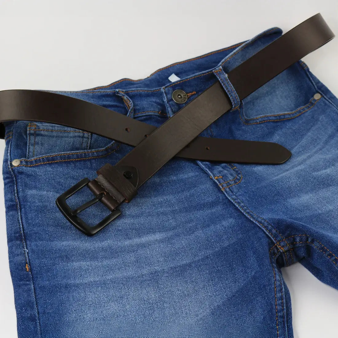 Black leather belt presented inside black gift box as a personalised gift for men