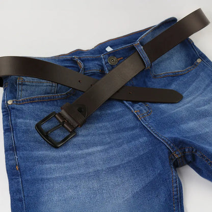 Black leather belt presented inside black gift box as a personalised gift for men