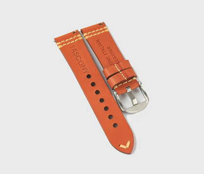Orange Vegetable Tanned Leather Watch Strap
