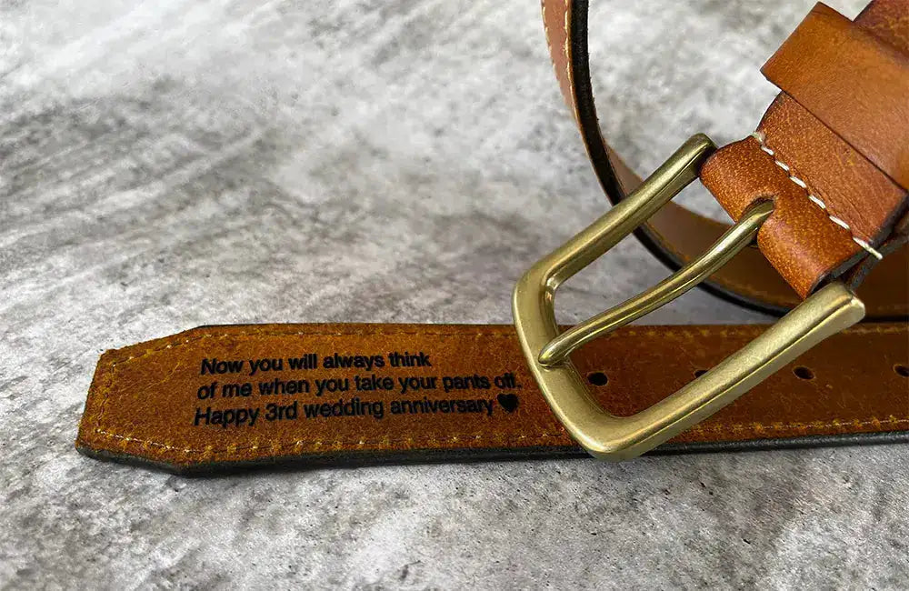 Personalised Men's Brown Leather Belt for Jeans