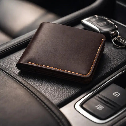 Handmade Men’s Bifold Leather Wallet - Dark Brown- Full Grain