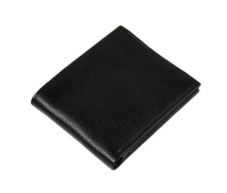 Display of Mens Bifold Wallet Black Pebbled Leather